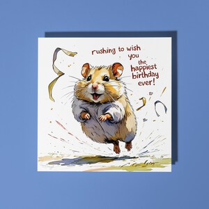 Handgemaakte schattige hamster die je een fijne verjaardag wensen Card Funny Animal Card Animal Lovers Premium wenskaart en envelop