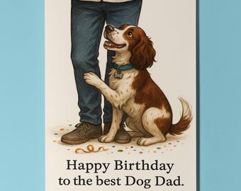 My Human Is the Best Collection Springer Spaniel Dog Happy Birthday to the best dog Dad Card Premium Greeting Card Envelope Personalised