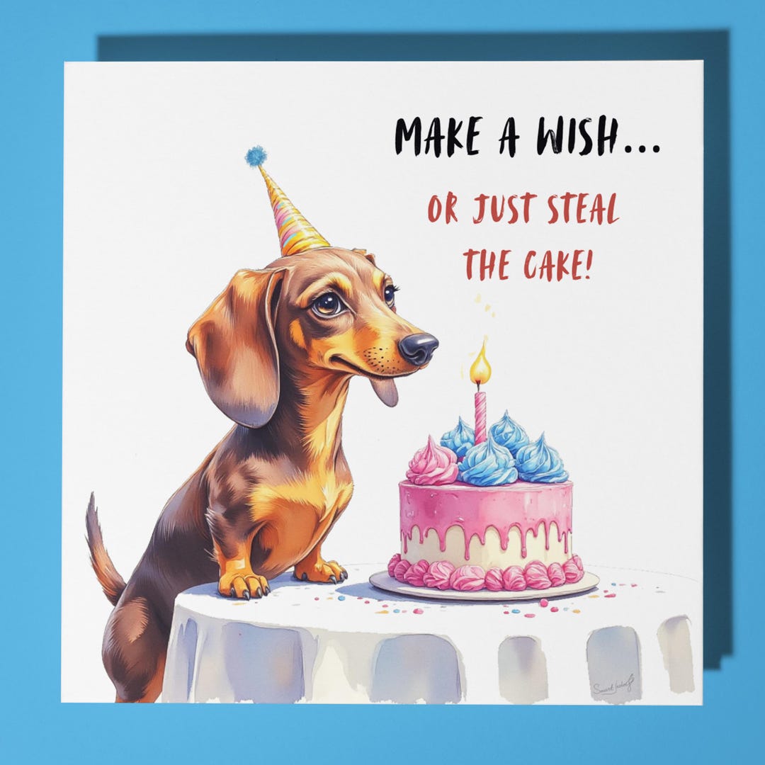 Dachshund Dog - Happy Birthday Card - Funny Animal Premium Greeting ...