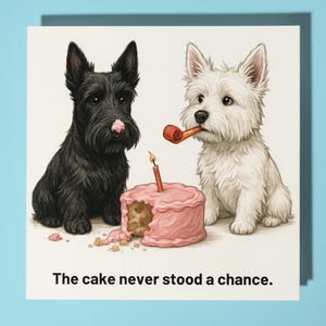 Cartão de Feliz Aniversário para Scottish Terrier West Highland White Terrier - Envelope de Cartão de Saudações Premium Cartão de Cachorro Engraçado Personalizado Amigo Família