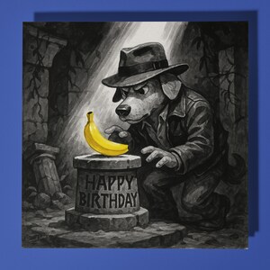 Indiana Bones - filmparodie - gelukkige verjaardagskaart - grappige dieren premium wenskaart envelop gepersonaliseerde hond kaart - vader moeder oma