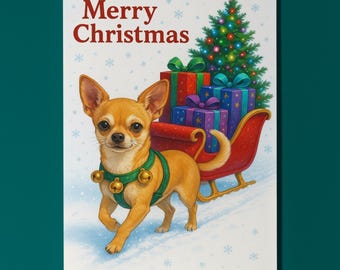 Chihuahua Dog Santa’s Helpers Collection - Christmas Card - Funny Dogs - Dog Breeds - Premium Greeting Card & Envelope Personalised Family
