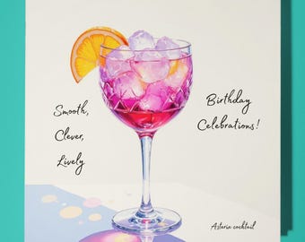 Asterix cocktail -  Happy Birthday Card - Premium Greeting Card and Envelope - Personalised funny card - friend family