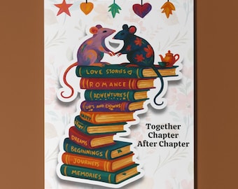 Happy Rats on Books - Together chapter after chapter - Pop Pets 3D Collection - Premium Anniversary Greeting Card & Envelope - Personalised