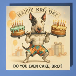 Cane Bull Terrier - Biglietto di auguri di buon compleanno - Animale divertente - Busta per biglietti di auguri premium - Biglietto divertente personalizzato - Famiglia, amico, papà, mamma, figlio