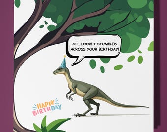 Dinosaur - Birthday Card - Personalised card -  Funny Animal Card - Premium Greeting Card & Envelope Mum Dad Son Sister Friend
