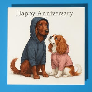 Setter irlandais Cavalier King Charles Spaniel - Carte de joyeux anniversaire Funny Animal - Carte de voeux et enveloppe Premium - Carte personnalisée
