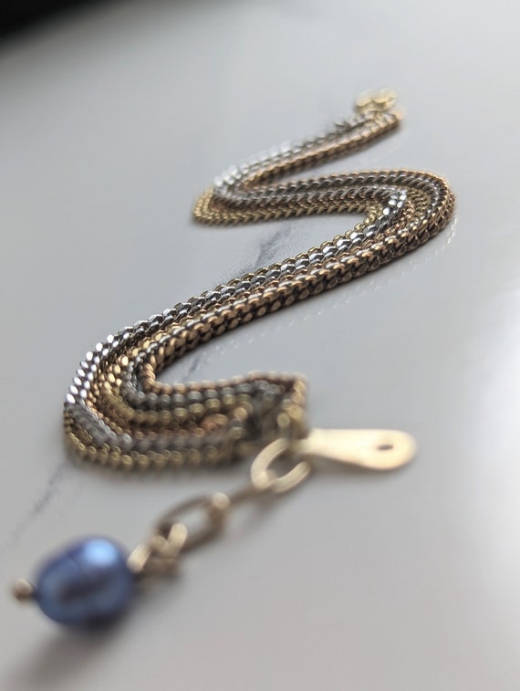 Lovely Gold and Silver-tone Multi-chain Grey Pear… - image 8