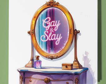 Oval mirror LGBTQ+ Coming out Card - Premium Greeting Card & Envelope - Personalised Dog card - Friend Partner Sister Brother Son