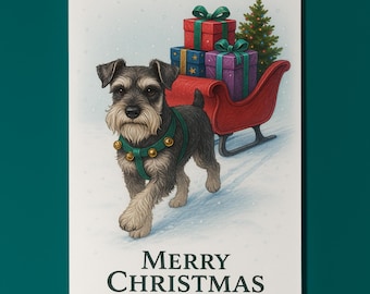 Schnauzer Dog - Santa’s Helpers Collection - Merry Christmas Card - Funny Dogs - Dog Breeds - Premium Greeting Card & Envelope Personalised
