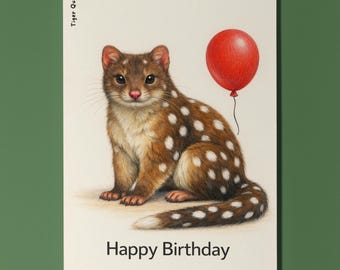 Animal Hugs Series Tiger Quoll: Simply unique Happy Birthday Card  Premium Greeting Card Envelope Personalised Friends Family members