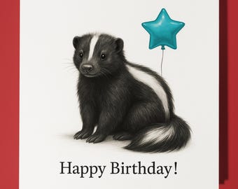 Animal Hugs Collection - Fluff with Attitude Skunk Happy Birthday Card - Funny Animal - Premium Greeting Card & Envelope - Personalised card