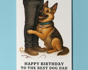 My Human Is the Best Collection German Shepherd Happy Birthday to the best dog Dad Card Funny Premium Greeting Card Envelope Personalised