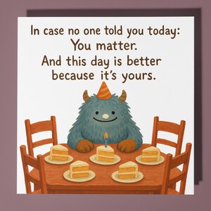 Monstre rigolo - Collection compassion - carte de joyeux anniversaire - animaux rigolos - enveloppe pour carte de voeux premium carte personnalisée - ami