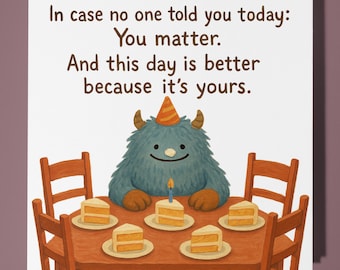 Funny monster - Compassion Collection - Happy Birthday Card - Funny Animals - Premium Greeting Card Envelope Personalised  card - Friend