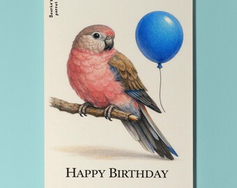 Animal Hugs Series Bourke's Parrot Soft sunset wishes Happy Birthday Card Premium Greeting Card Envelope Personalised Friends Family members