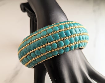 Gorgeous Vintage Chunky Mosaic Faux Turquoise Jewellery Bracelet