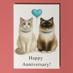 Cat Breeds Collection - Ragdoll Cats - Anniversary Card - Funny Animal - Premium Greeting Card & Envelope - Personalised card - Couple