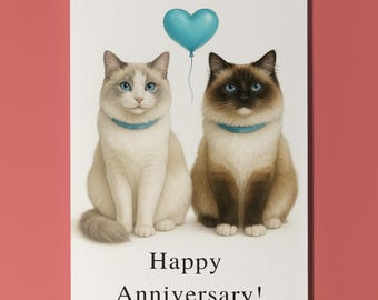 Cat Breeds Collection - Ragdoll Cats - Anniversary Card - Funny Animal - Premium Greeting Card & Envelope - Personalised card - Couple