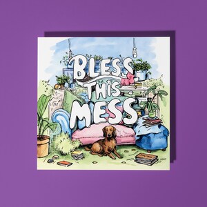 Handgefertigte süße kleine Sauerei im neuen Haus Bless This Mess neue Haus-Karte Lustige Tierkarte Tierliebhaber Premium Grußkarten-Umschlag