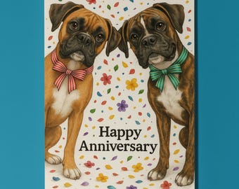Dog Breeds Collection - Still Looking at You - Boxer Dogs Duo Anniversary Card - Funny Premium Greeting Card & Envelope - Personalised card