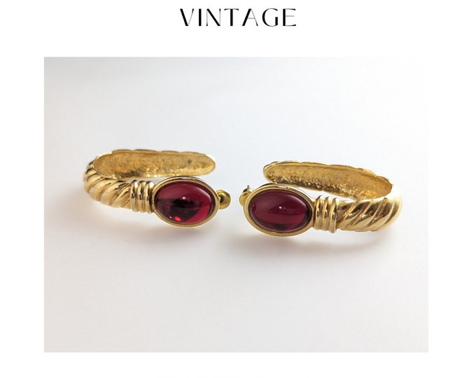 Regal Vintage Jewellery Victorian style Ruby Glass Earrings