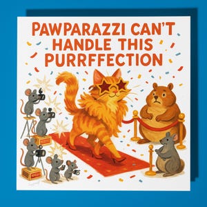 Chat de célébrité - carte de joyeux anniversaire - animal drôle - enveloppe de carte de voeux premium - carte de chat personnalisée - soeur fille ami maman papa