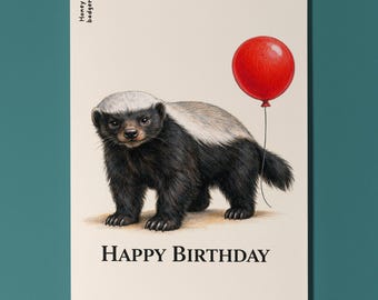 Animal Hugs Series Honey Badger: Don't Care Happy Birthday Card Premium quality Greeting Card  Envelope Personalised Friends Family members