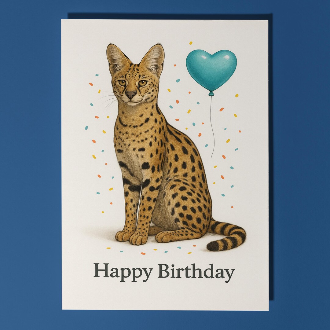 Wild Cats Party Collection - Serval - Happy Birthday Card - Funny ...