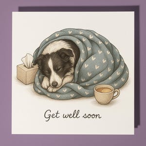 Bordercollie - beterschapskaart - grappige dieren - Premiumwenskaart en envelop - Gepersonaliseerde hondenkaart - Vrouw Echtgenoot Moeder Vader Vriend