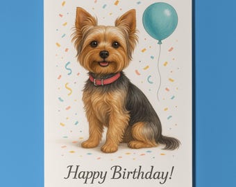 Dog Breeds Collection - Yorkshire Terrier Dog - Happy Birthday Card - Funny Animal - Premium Greeting Card & Envelope - Personalised card