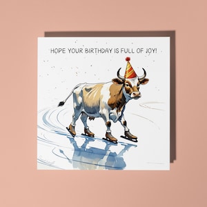 Patinaje sobre ruedas hecho a mano ¡Espero que tu cumpleaños esté lleno de alegría! Tarjeta de feliz cumpleaños Tarjeta divertida con animales Tarjeta de felicitación y sobre premium para amantes de los animales