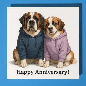 Chiens Saint-Bernard - carte de joyeux anniversaire - animaux rigolos - carte de voeux et enveloppe premium - carte personnalisée - mari femme petit ami