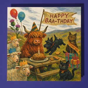 Biglietto di auguri di buon compleanno della collezione scozzese - Animale divertente - Busta per biglietti di auguri premium - Biglietto di auguri personalizzato con cane - Sorella, figlia, amica, papà