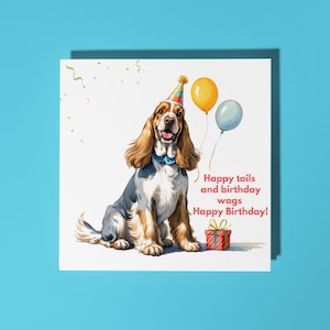 Razza di cane Cocker Spaniel inglese carino fatto a mano! Biglietto di auguri di buon compleanno Biglietto di auguri con animali divertenti Biglietto di auguri premium per amanti degli animali e busta