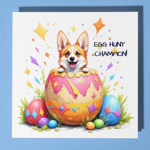 Paaskaart corgihond - grappig dier - Premium wenskaart en envelop - gepersonaliseerde hondenkaart - vriend collega leraar moeder vader zus