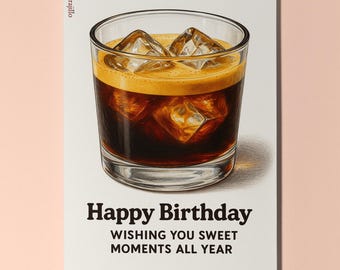 Cocktail Wishes Collection - Carajillo Cocktail - Happy Birthday Card- Premium Greeting Card and Envelope - Personalised card - Friend