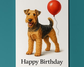 Airedale Terrier Dog - Happy Birthday Card - Funny Animal - Dog Breeds - Premium Greeting Card and Envelope - Personalised card - Friend