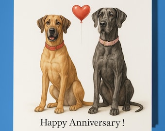 Great Dane dogs - Happy Anniversary Card  Funny Animal - Premium Greeting Card Envelope - Personalised Dog card - Husband  Boyfriend