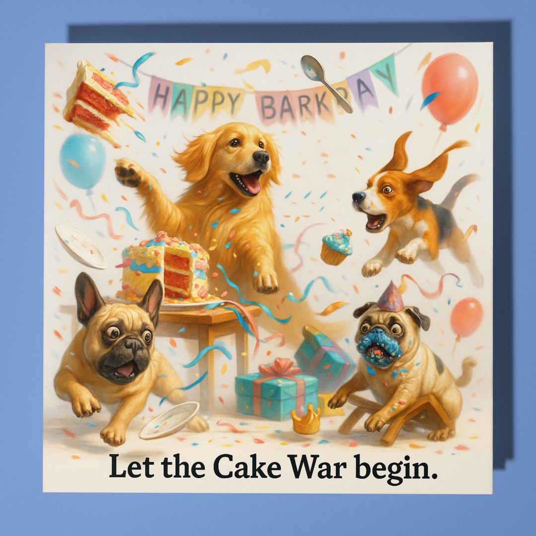 NobleWorks Confezione da 3 biglietti di auguri assortiti per compleanno di cuccioli con buste da 12,7 x 17,8 cm (3 disegni, 1 ciascuno) Dog Toons VC2810BDG-C1x3