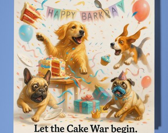 Funny dogs - Happy Birthday Card - Funny Animal - Premium Greeting Card Envelope - Personalised dog card - sister daughter friend Dad