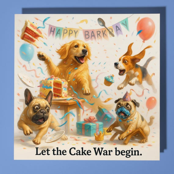Biglietto di compleanno con scritta in lingua inglese Present from the Dog Birthday Card for Her Him, biglietto di compleanno da cane a papà, mamma
