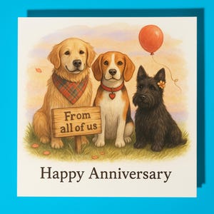 Joyeux anniversaire Beagle Scottish Terrier de notre part à tous, carte drôle d'animal - carte de voeux premium et carte chien personnalisée enveloppe