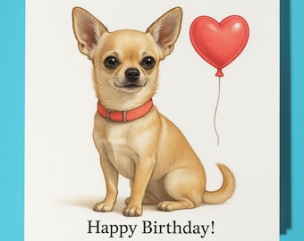 Dog Breeds Collection - Chihuahua Happy Birthday Card - Funny Animal - Premium Greeting Card & Envelope - Personalised Dog card - Friend