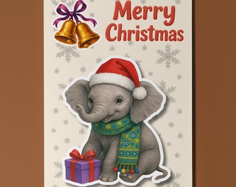Santa’s Little Elephant  - Pop Animal 3D Collection Merry Christmas Card - Funny Animal Premium Quality Greeting Card Envelope Personalised