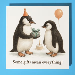 Pinguini - Alcuni regali significano tutto - Biglietto di auguri di buon compleanno - Busta per biglietti di auguri premium divertenti - Biglietto divertente personalizzato - Amici e famiglia