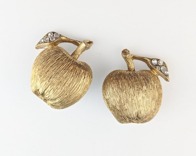 Lovely Vintage Gold-tone Apple Design Clip-on earrings from B.S.K. Jewellery