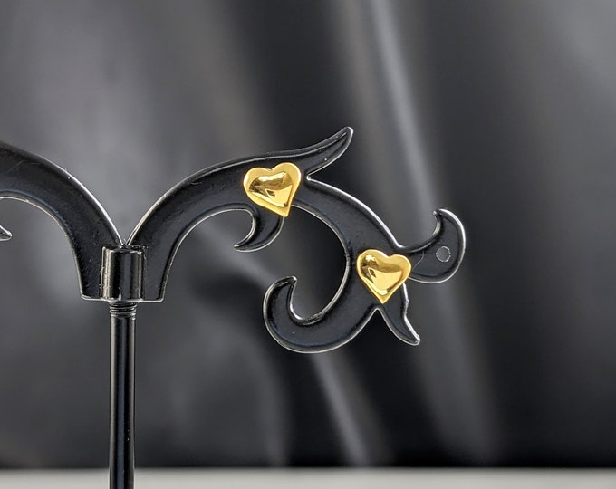 Lovely Vintage Gold-tone Stud Heart Earrings by Monet Jewellery