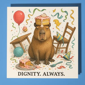 Capybara - Dignity Always - Happy Birthday Card - Funny Animal - Enveloppe de carte de voeux premium Carte drôle personnalisée - Fils d'un ami de la famille
