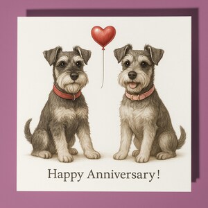 Schnauzer miniatura - Tarjeta de feliz aniversario con animales divertidos - Sobre premium para tarjetas de felicitación - Tarjeta personalizada para perros - Esposo/Novio